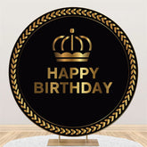 Schwarz Gold Krone Kreis Glücklich Geburtstag Hintergrund Für Party